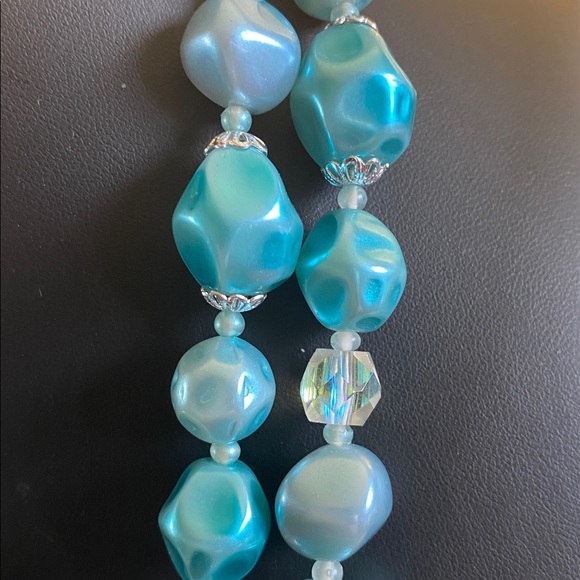 Western Germany Blue Beaded Necklace With AB Crystal - Picture 7 of 13